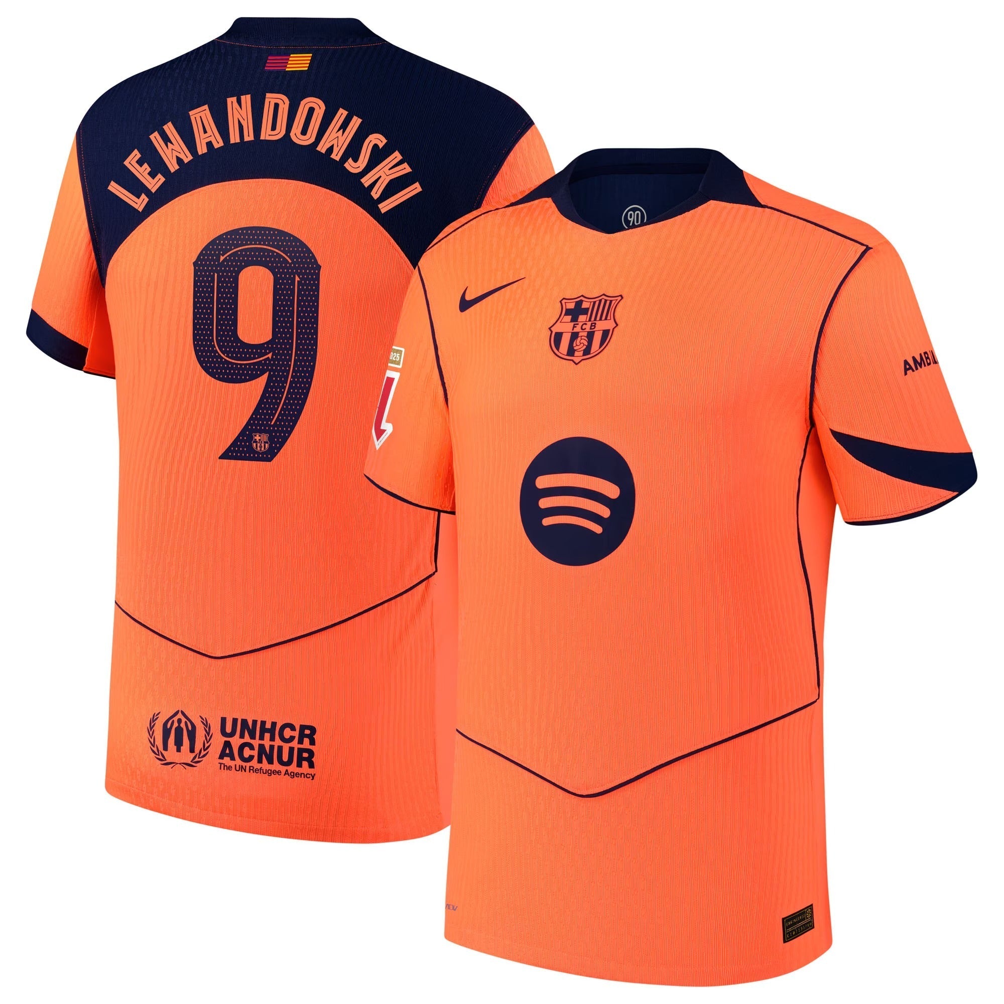 Robert Lewandowski Barcelona 2025/26 Third Player Soccer Shirt - Orange