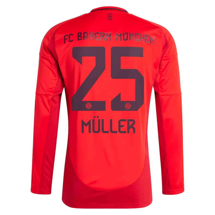 Thomas Müller Bayern Munich  2024/2025 Home Long Sleeve Player Soccer Shirt - Red