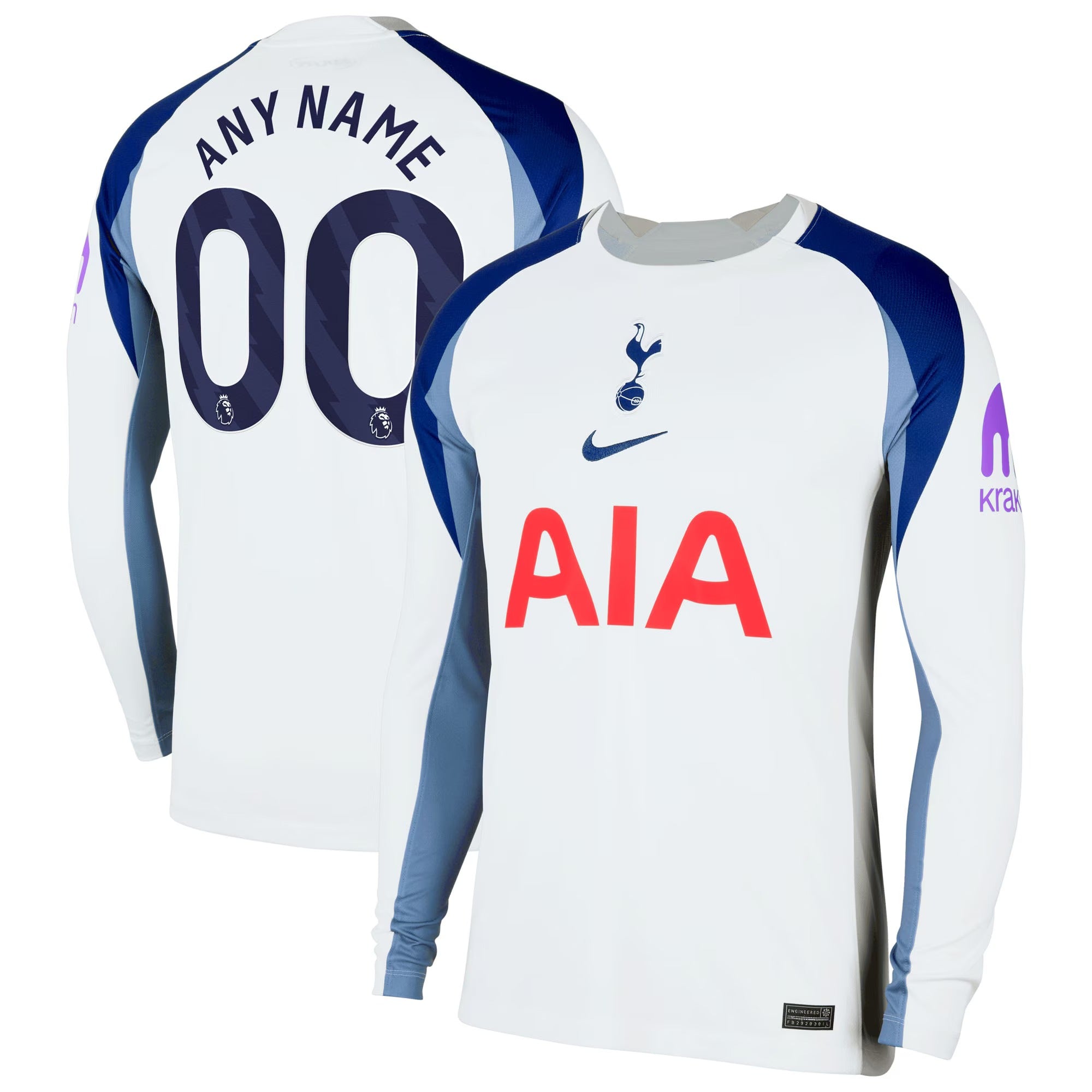 Tottenham Hotspur 2025/26 Home Long Sleeve Custom Soccer Shirt - White