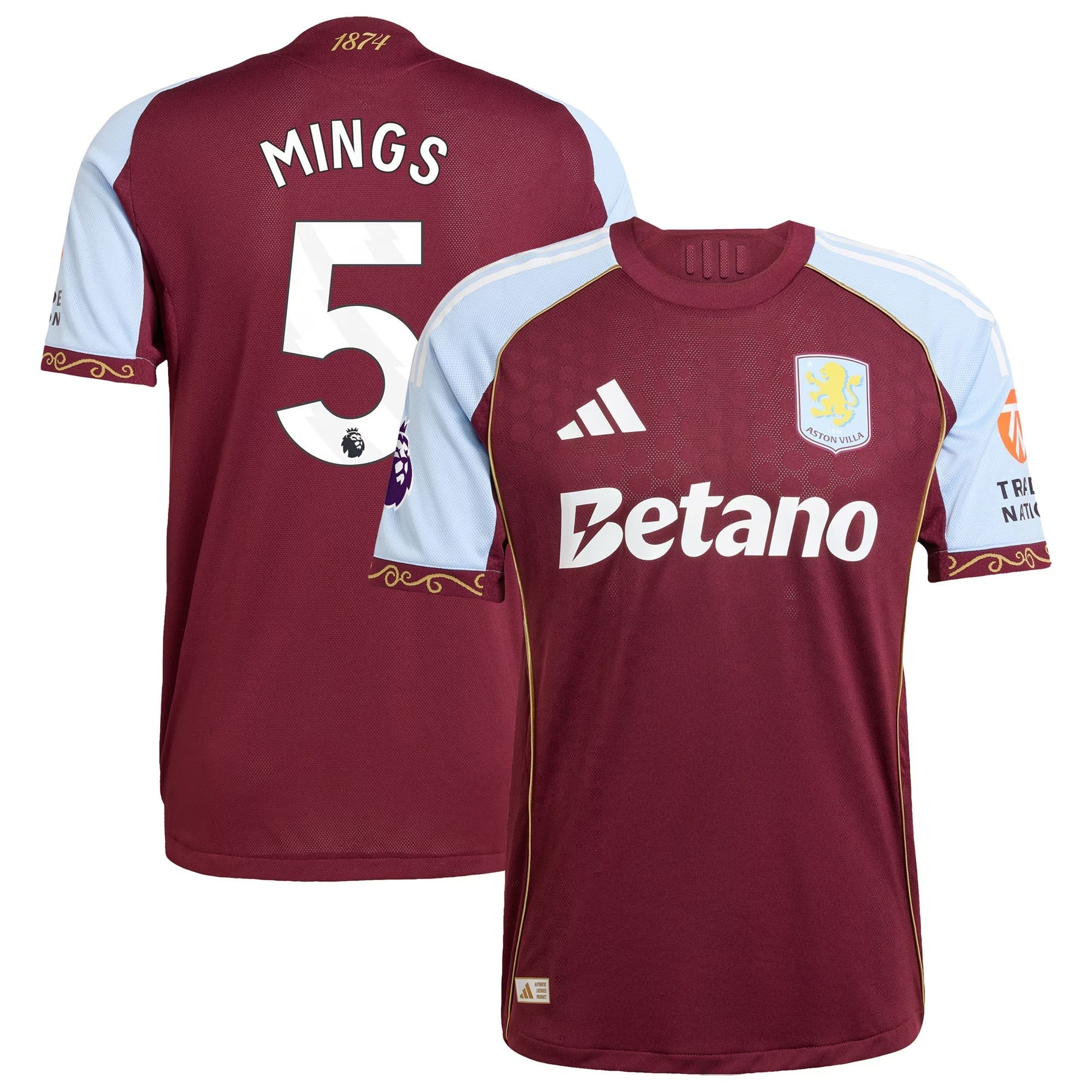 Tyrone Mings Aston Villa 2025/26 Home Soccer Shirt - Claret