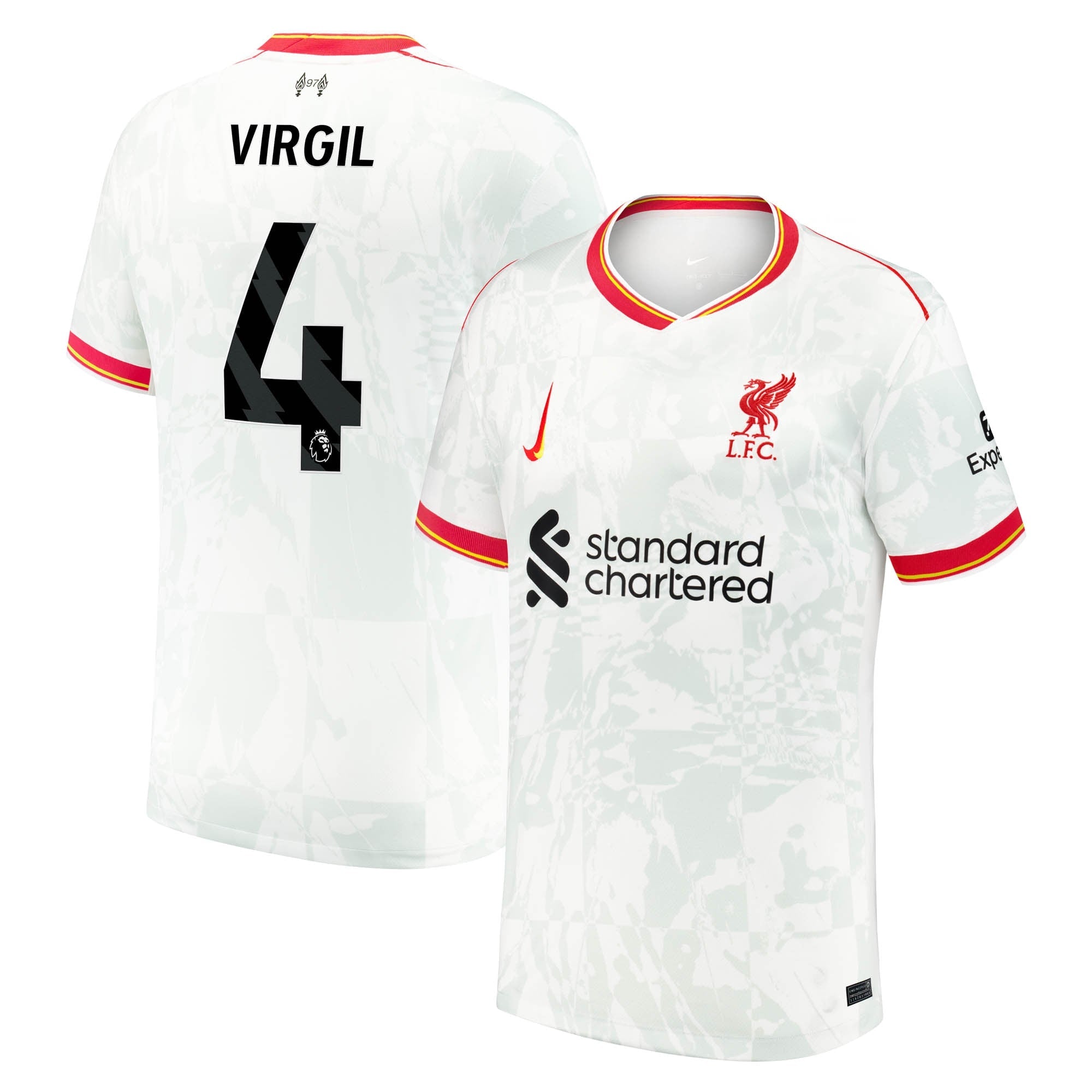 Virgil van Dijk 4 Liverpool 2024/25 Third Soccer Shirt - White