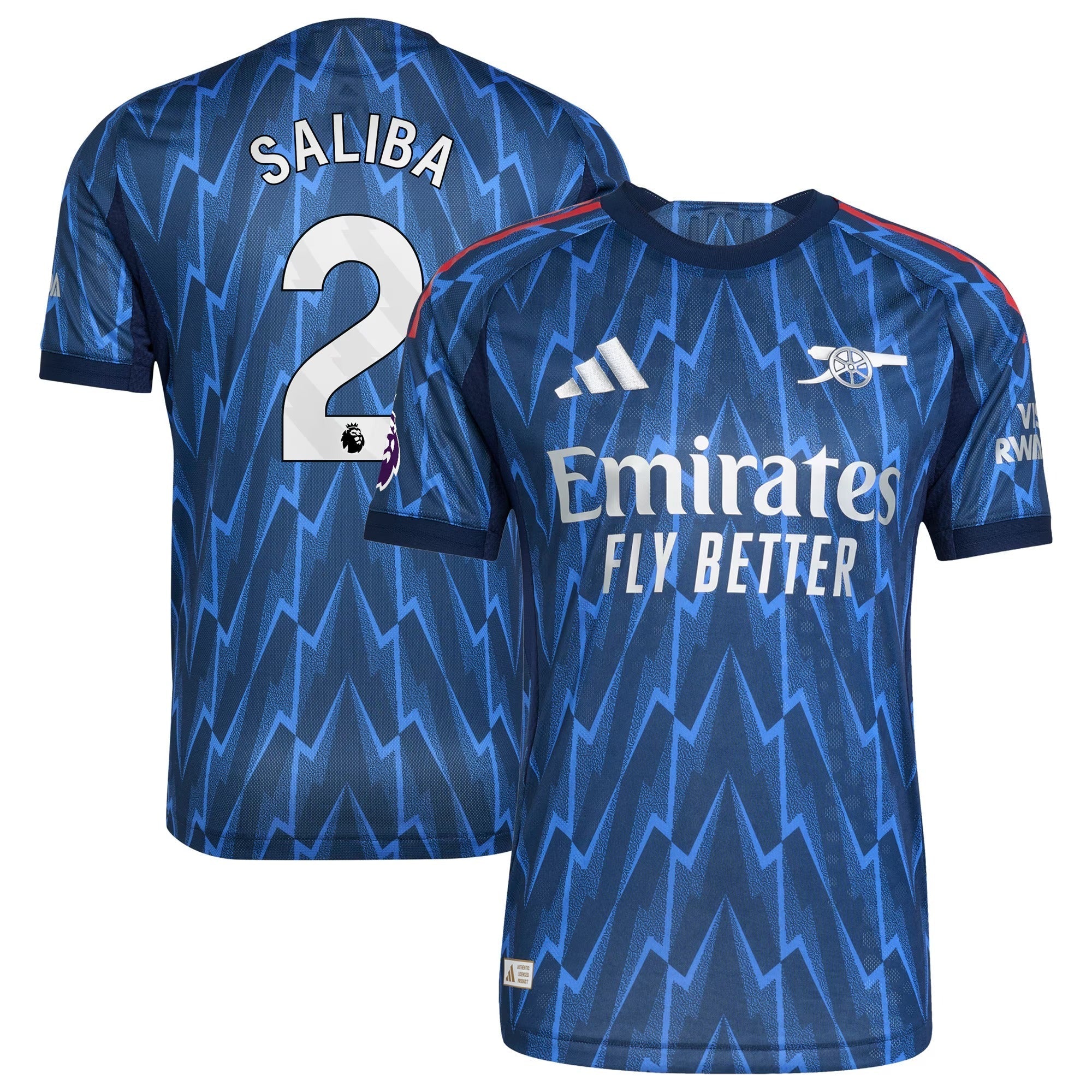 William Saliba Arsenal 2025/26 Away Player Soccer Shirt - Blue