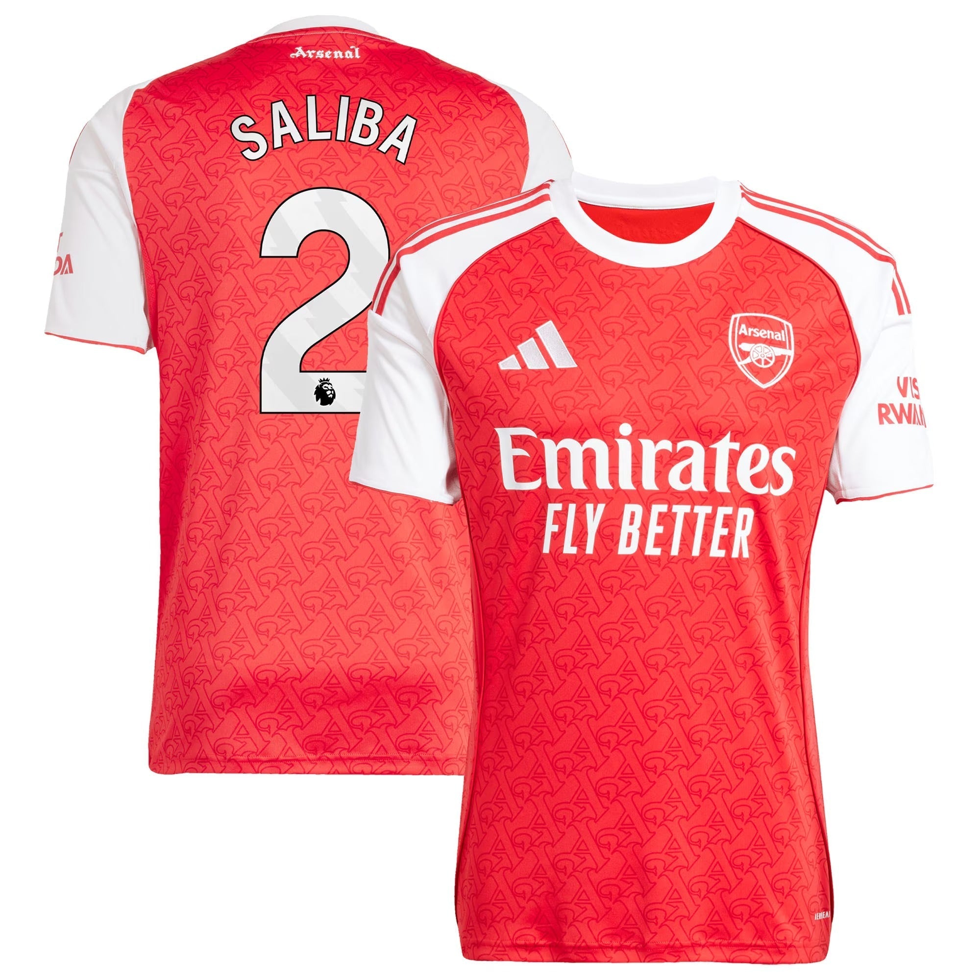 William Saliba Arsenal 2025/26 Home Player Soccer Shirt - Red