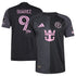 Adidas Luis Suárez Inter Miami jersey in black with pink accents featuring team logo and number 9