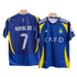 adidas Al Nassr Ronaldo Away Jersey 2025 in blue with yellow accents and Ronaldo number 7 on the back