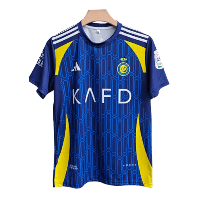 adidas Al Nassr Ronaldo Away Jersey 2025 blue with yellow accents and club logo