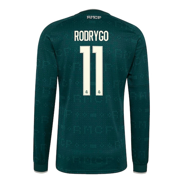 Rodrygo Real Madrid adidas 2026/27 Away Replica Long Sleeve Jersey - Green