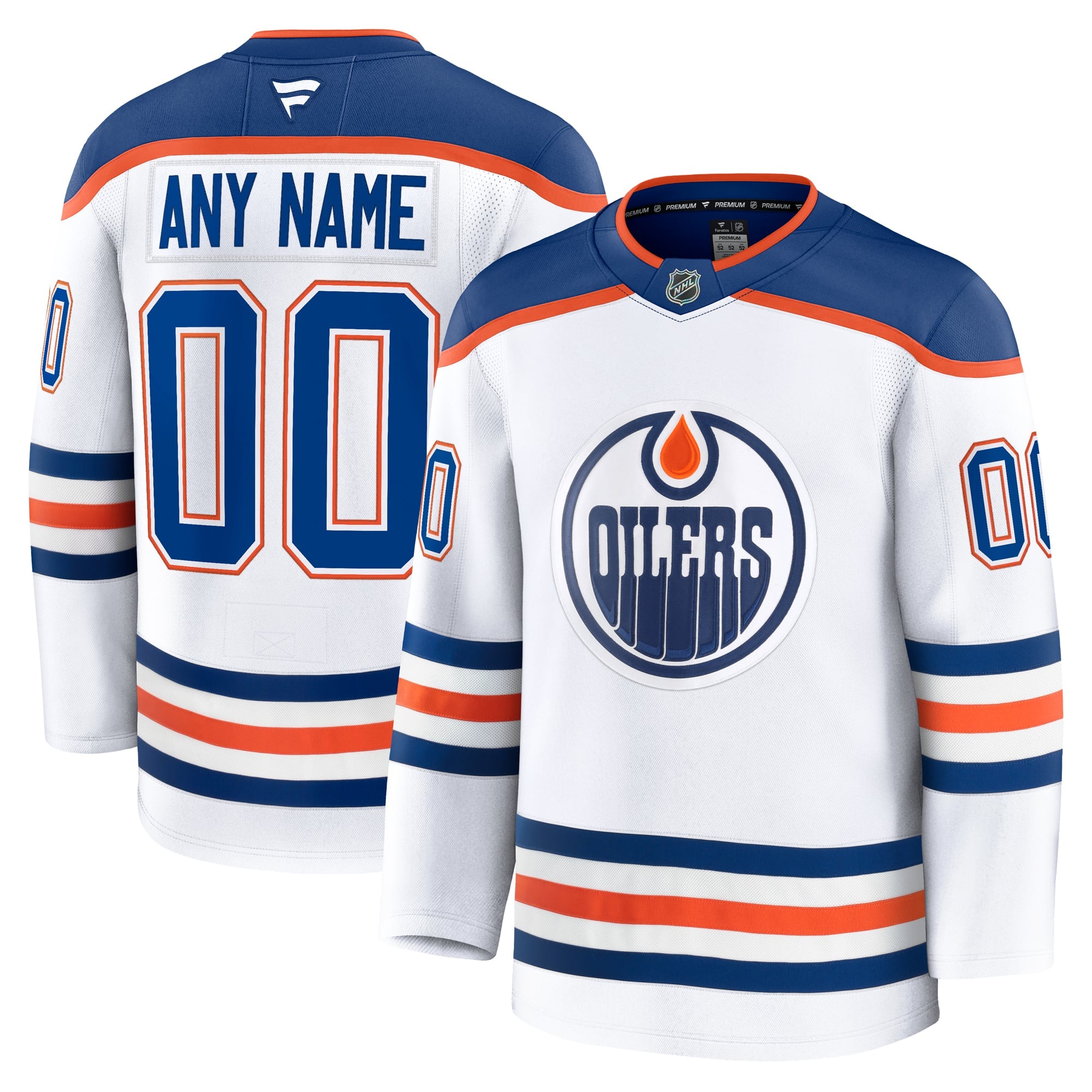 Hygo Shirts Edmonton Oilers Fanatics Away Premium Custom Jersey - White