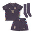 England Away Stadium Mini Kit 2024 - Little Kids with Bellingham 10 printing Soccer Shirt - Purple