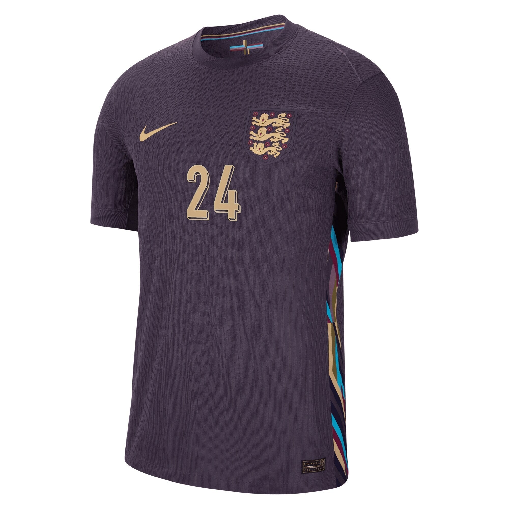 England Dri Fit Adv Away Match Shirt 2024 with Palmer 24 printing Soccer Shirt - Purple