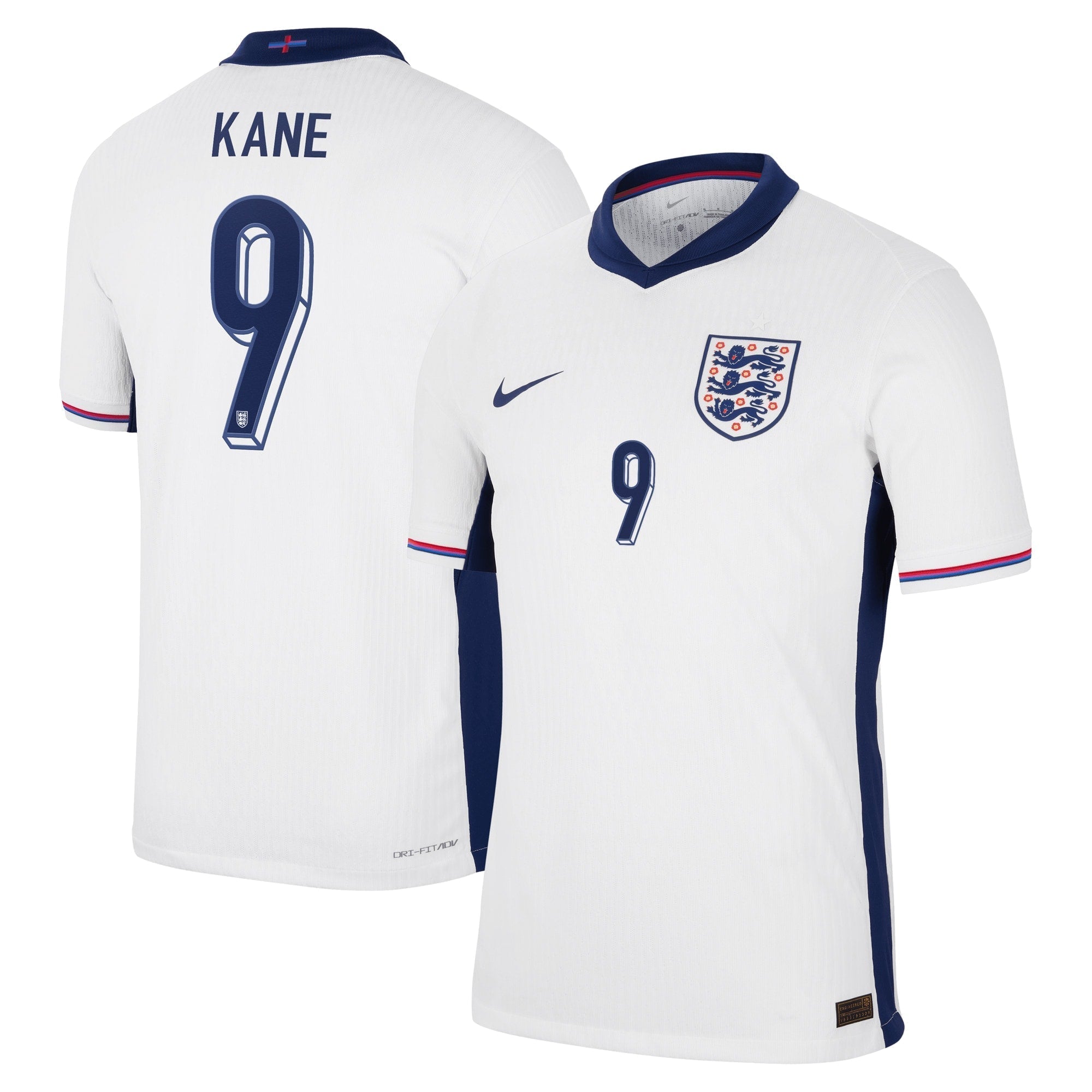 England Dri Fit Adv Home Match Shirt 2024 with Kane 9 printing Soccer Shirt