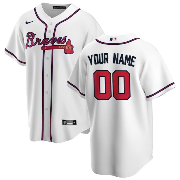 Nike Atlanta Braves Home Replica Custom Jersey White