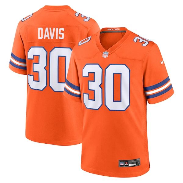 Nike Terrell Davis Denver Broncos Mile High Collection 1977 Throwback Retired Player Game Jersey Orange