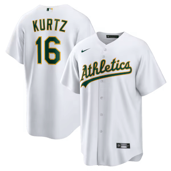 Nike Nick Kurtz Athletics Home Replica Player Jersey White