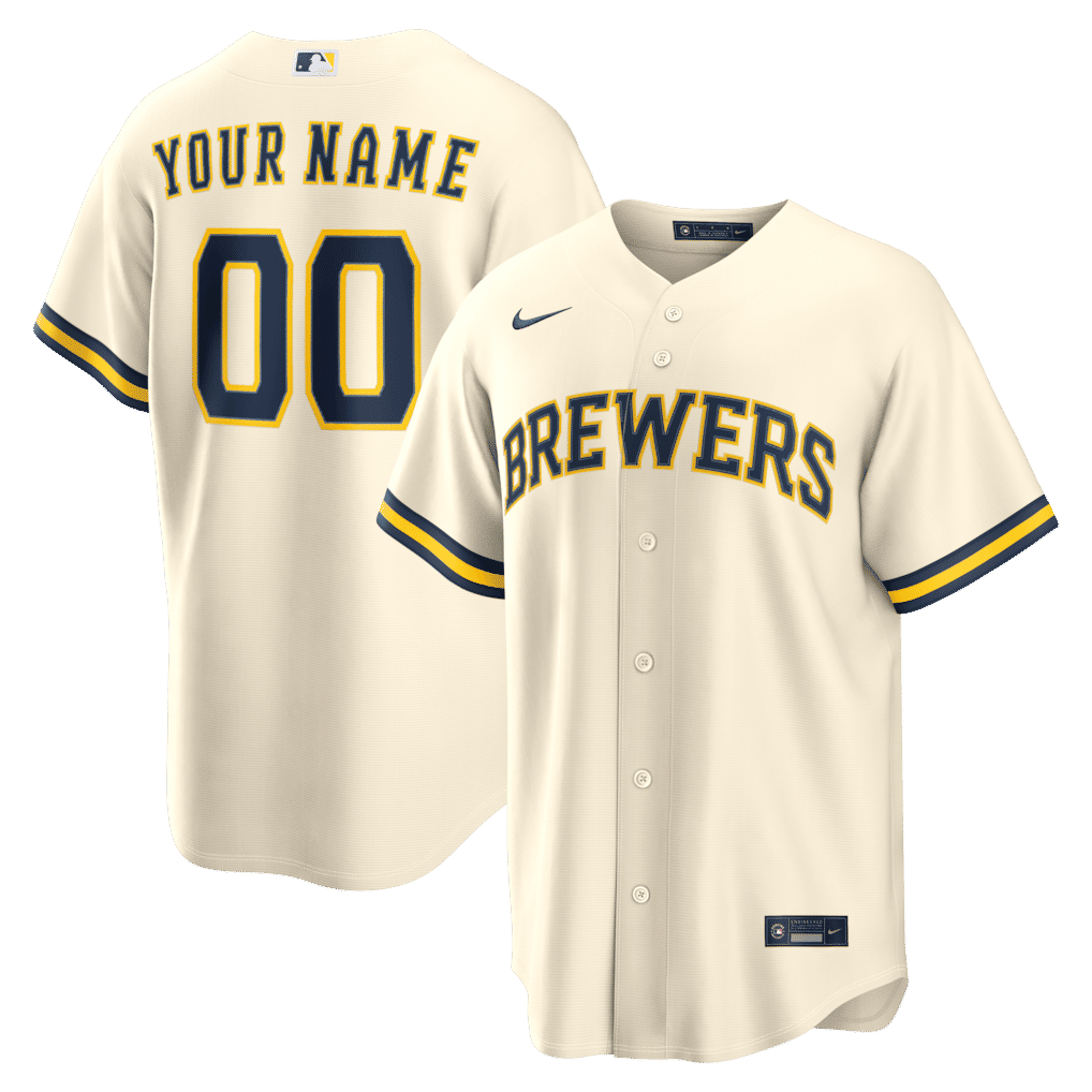 Nike Milwaukee Brewers Home Replica Custom Jersey Cream