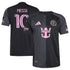 adidas Lionel Messi Inter Miami jersey 2025 in black with pink logo and number 10 design
