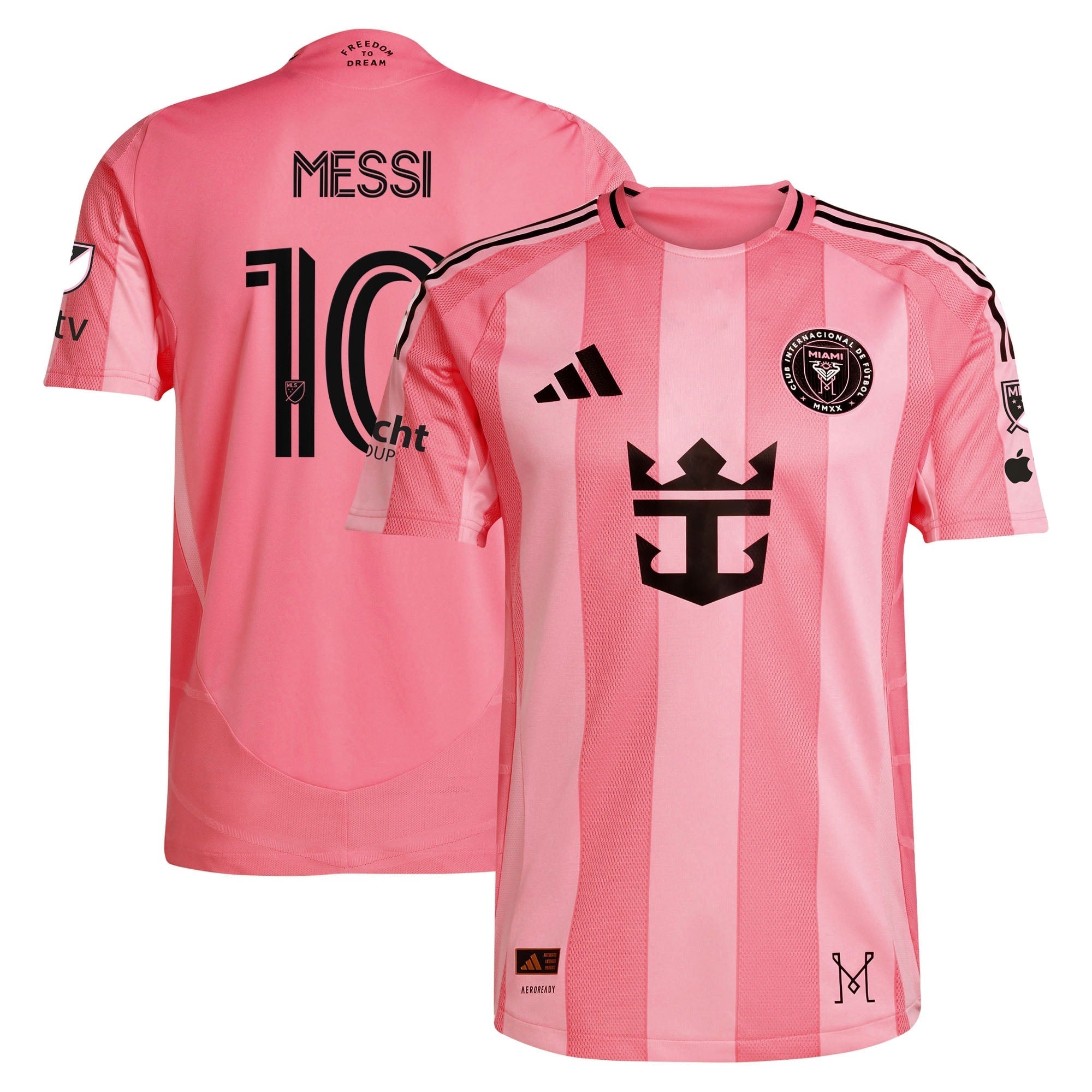 Puma Lionel Messi Inter Miami jersey 2025 in pink with black logos and number 10 on back