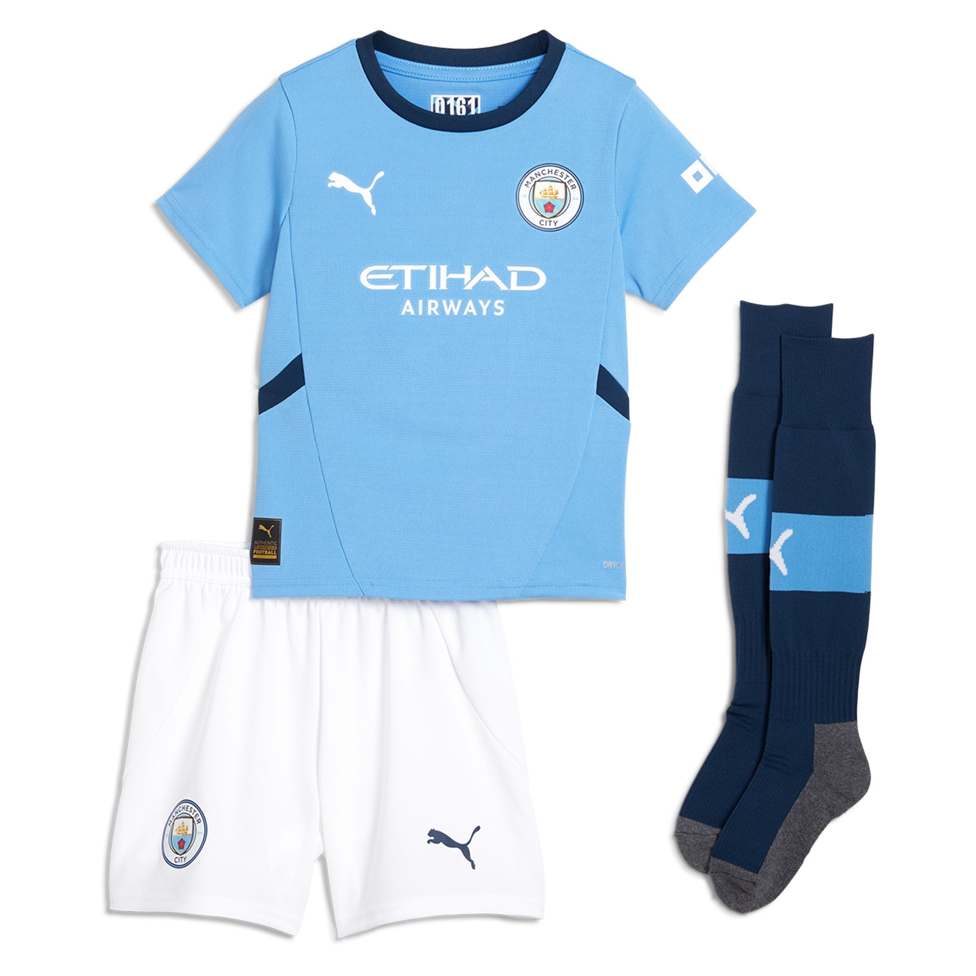 Manchester City Home Minikit 2024-25 with Foden 47 printing Soccer Shirt - Blue
