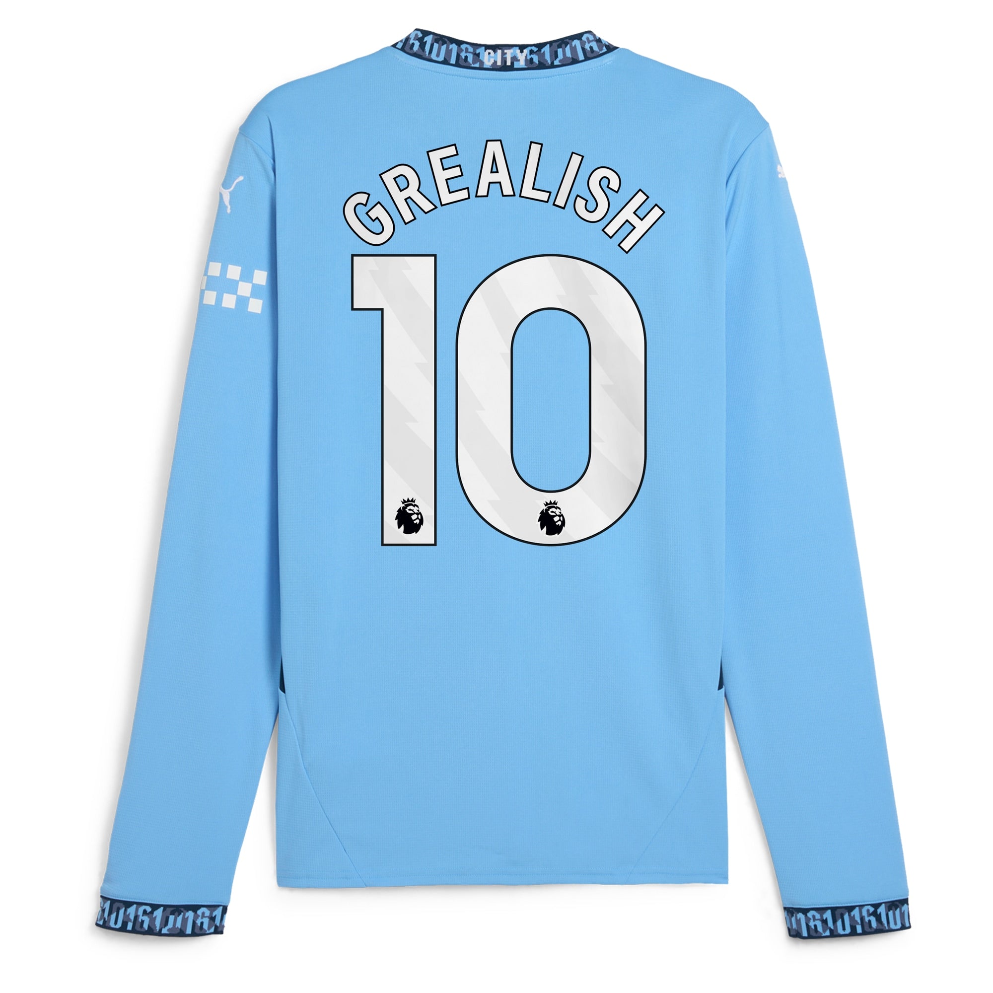 Manchester City Home Shirt 2024-25 - Long Sleeve with Grealish 10 printing Soccer Shirt - Blue