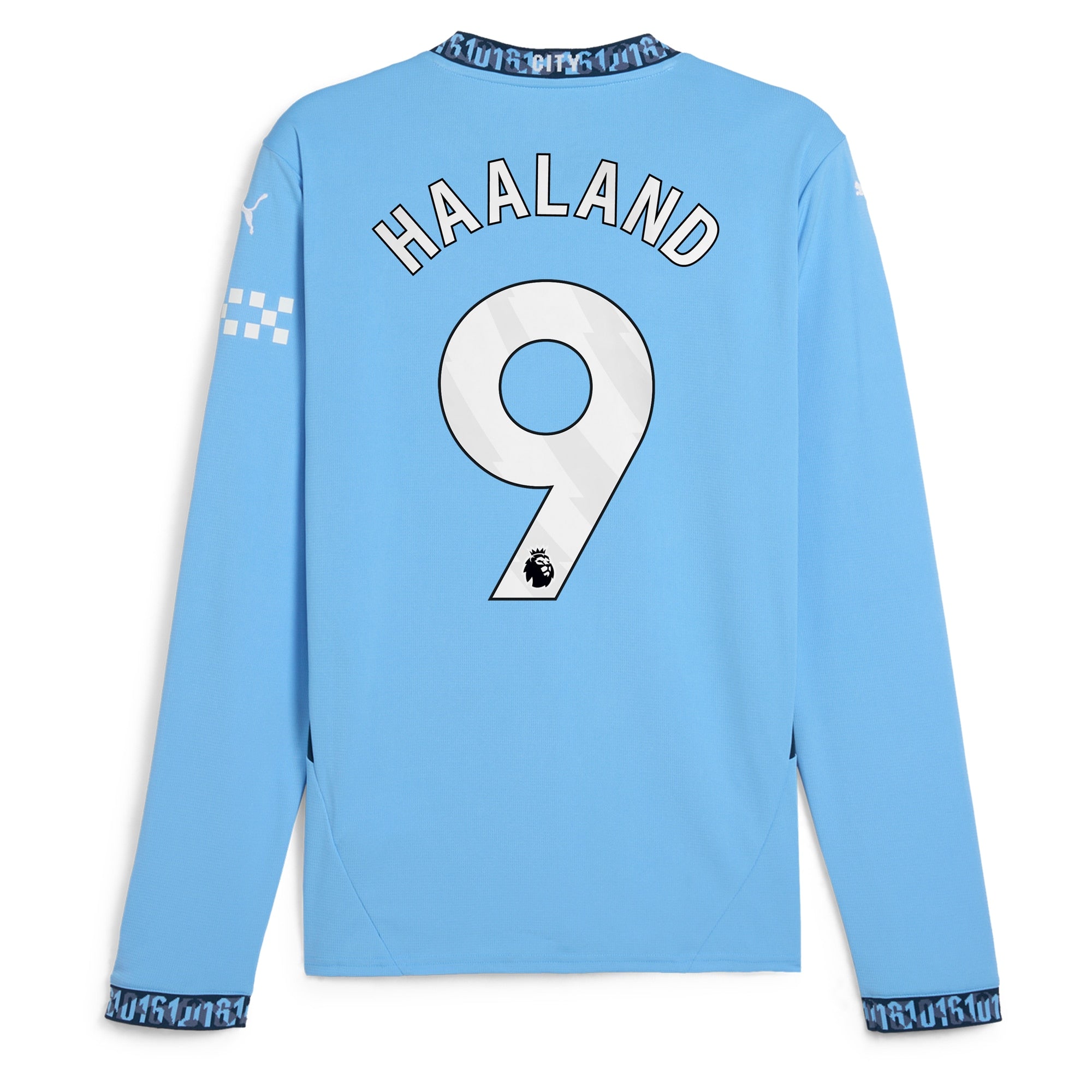 Manchester City Home Shirt 2024-25 - Long Sleeve with Haaland 9 printing Soccer Shirt - Blue