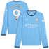 Manchester City Home Shirt 2024-25 - Long Sleeve with Haaland 9 printing Soccer Shirt - Blue
