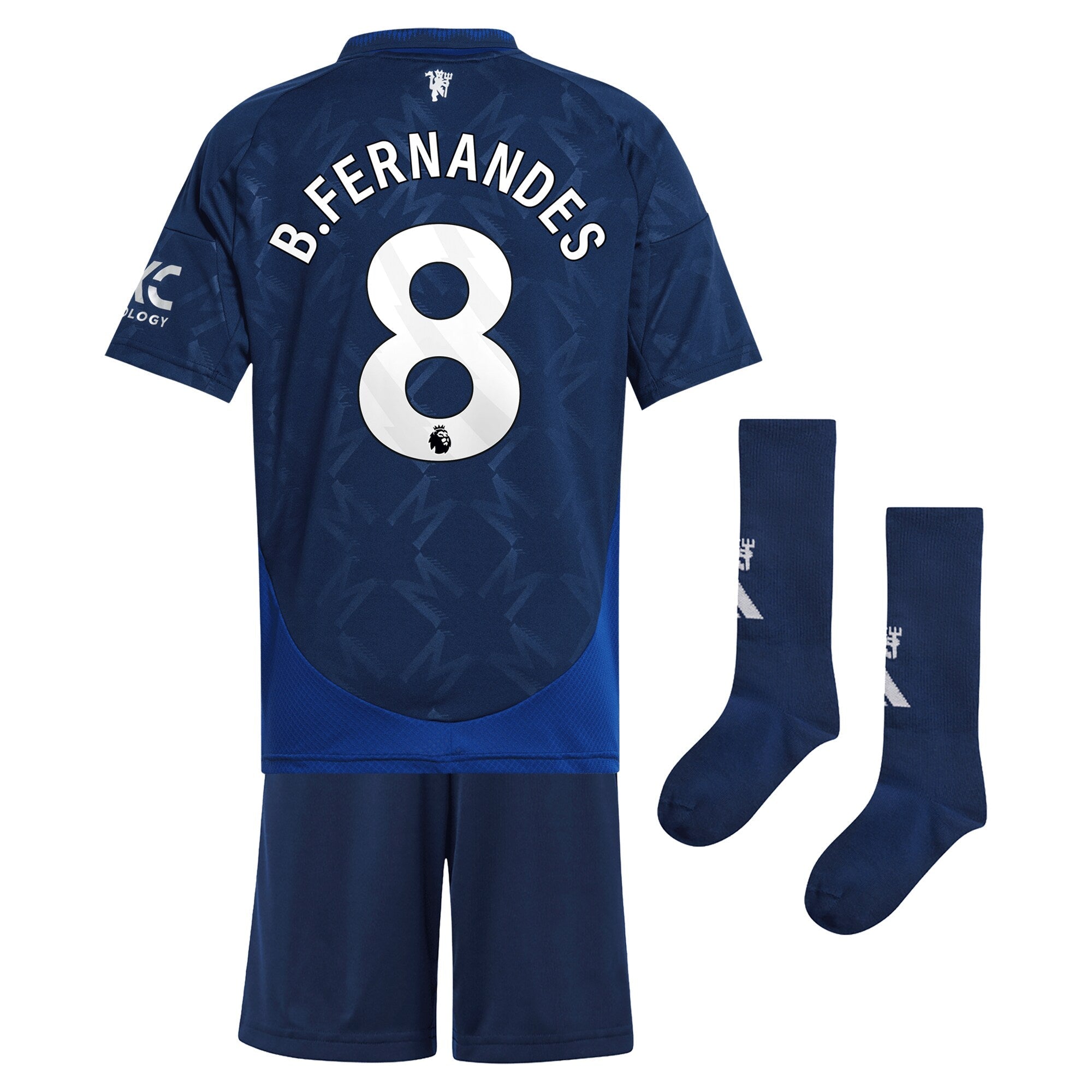 Manchester United EPL Away Mini Kit 2024-25 with B.Fernandes 8 printing Soccer Shirt - Blue