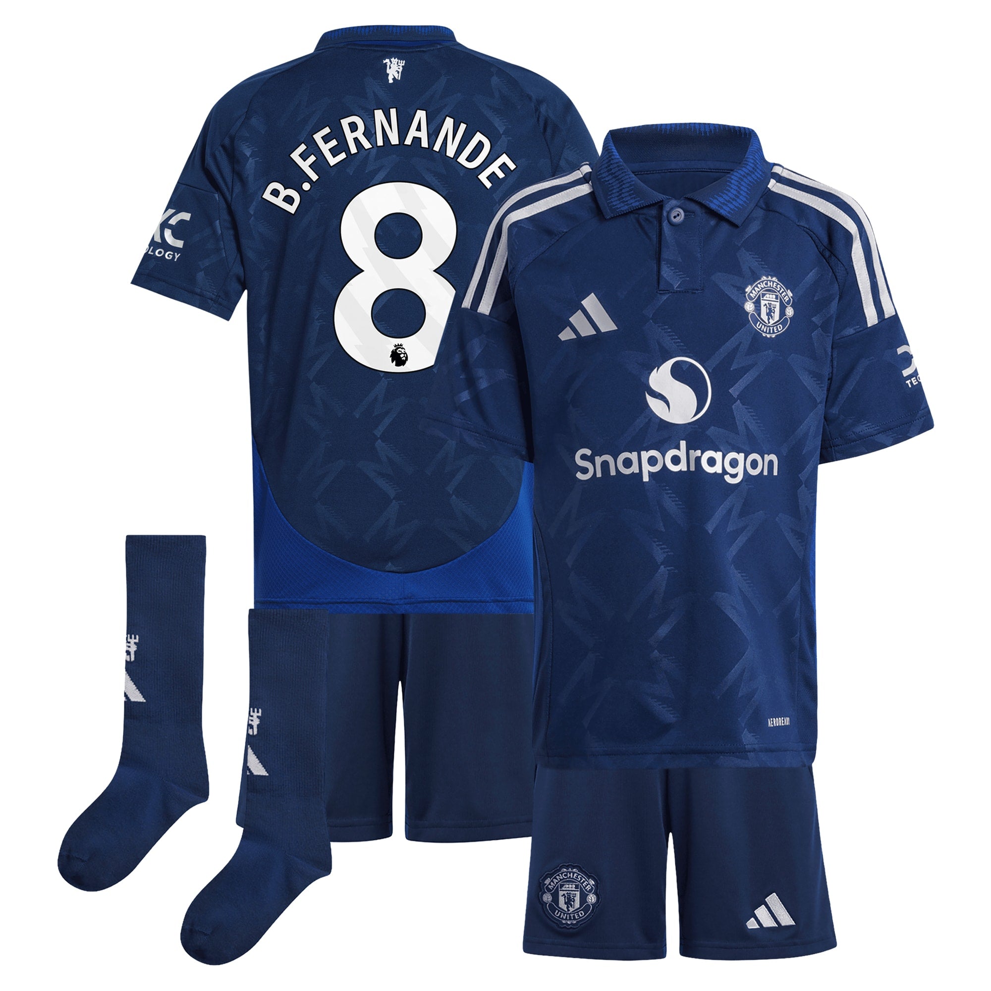 Manchester United EPL Away Mini Kit 2024-25 with B.Fernandes 8 printing Soccer Shirt - Blue