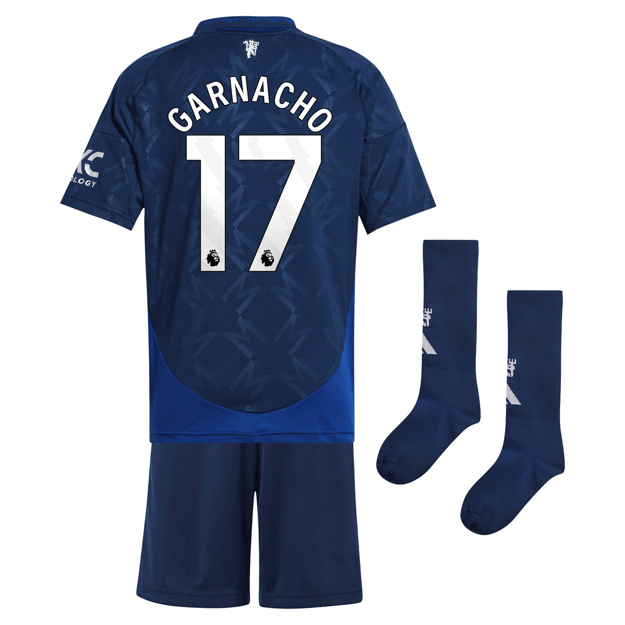 Manchester United EPL Away Mini Kit 2024-25 with Garnacho 17 printing Soccer Shirt - Blue