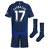 Manchester United EPL Away Mini Kit 2024-25 with Garnacho 17 printing Soccer Shirt - Blue