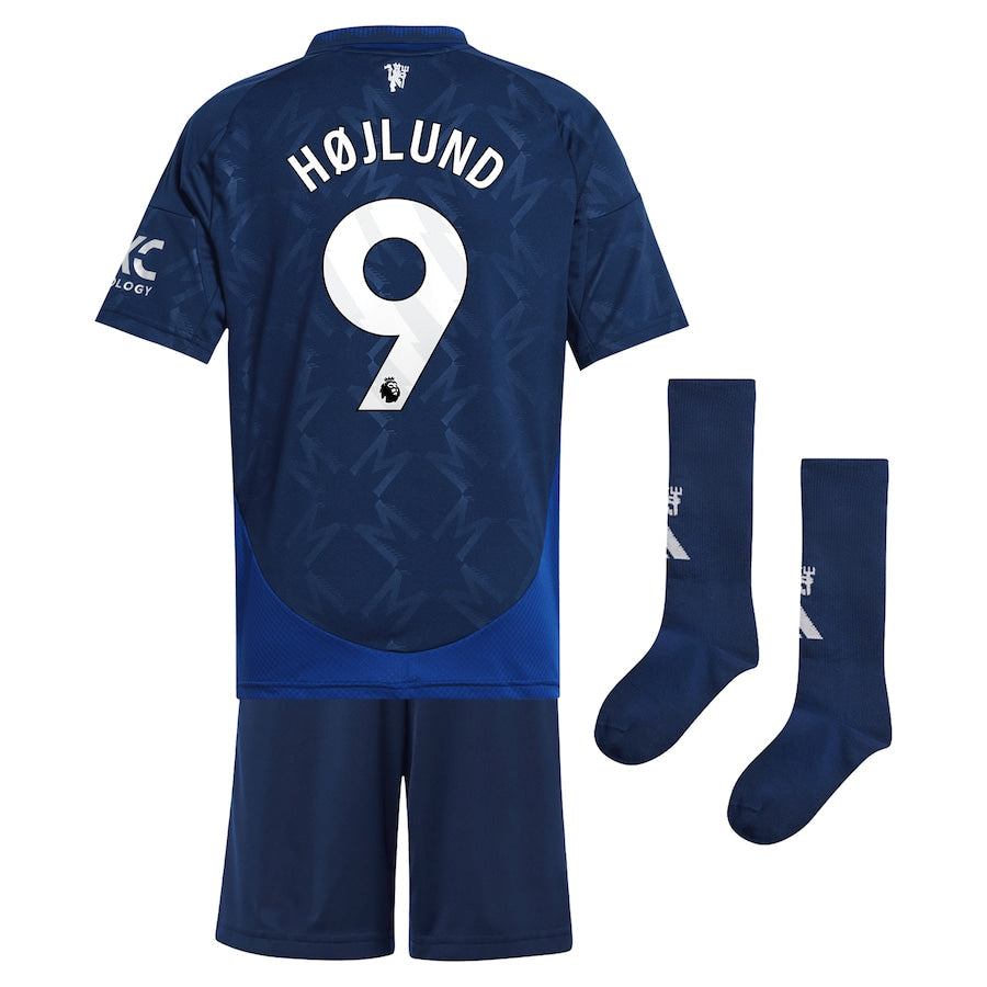 Manchester United EPL Away Mini Kit 2024-25 with Højlund 9 printing Soccer Shirt - Blue