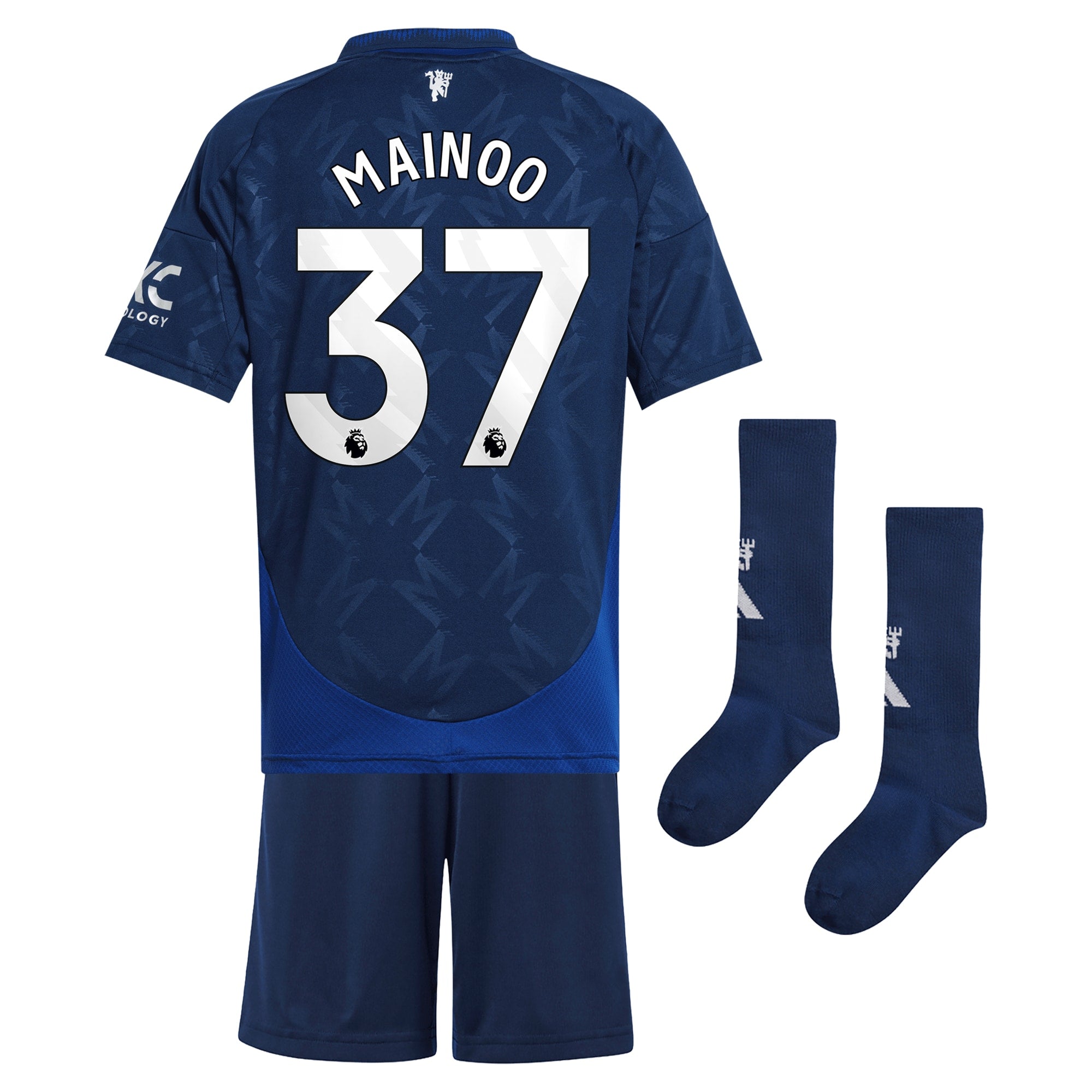 Manchester United EPL Away Mini Kit 2024-25 with Mainoo 37 printing Soccer Shirt - Blue