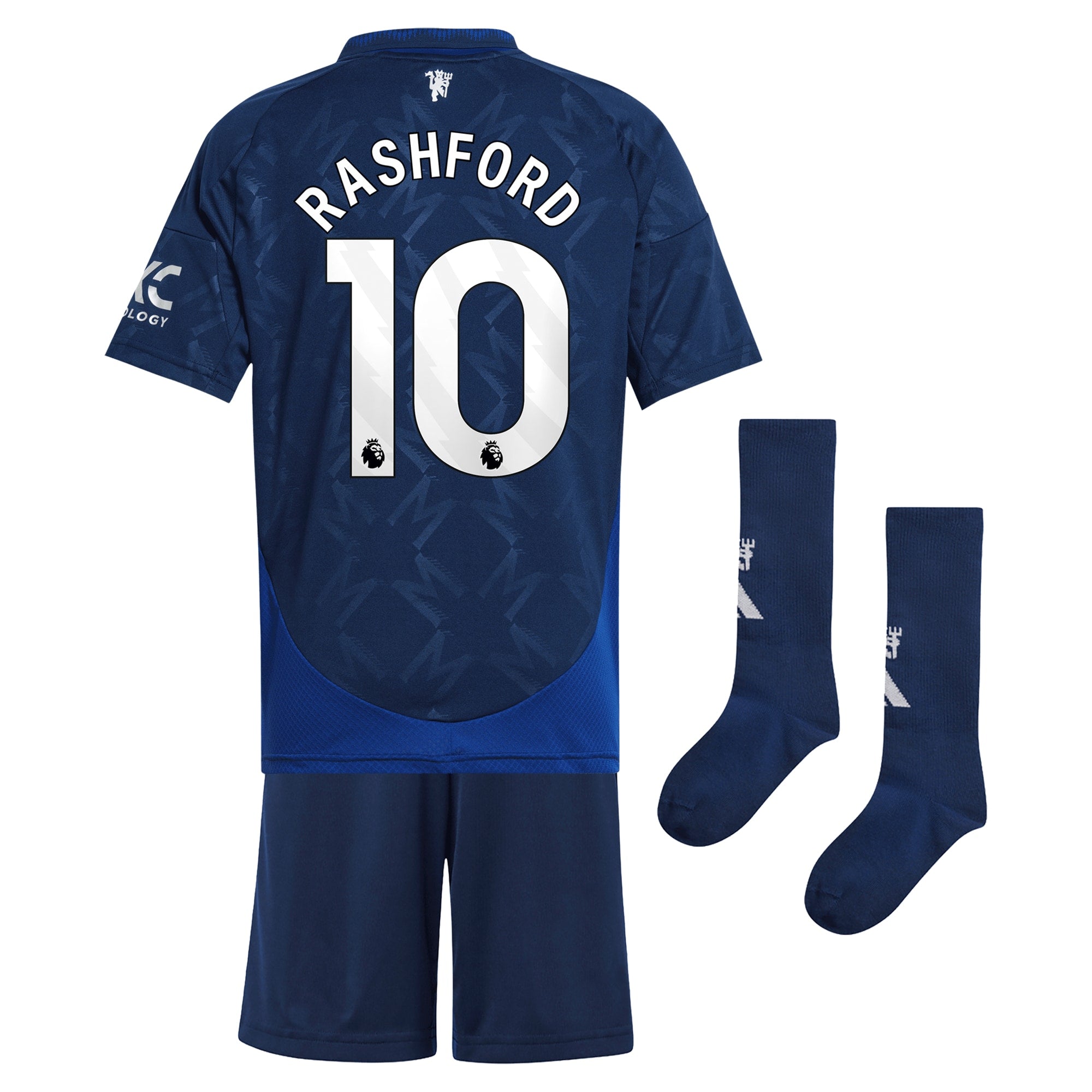 Manchester United EPL Away Mini Kit 2024-25 with Rashford 10 printing Soccer Shirt - Blue