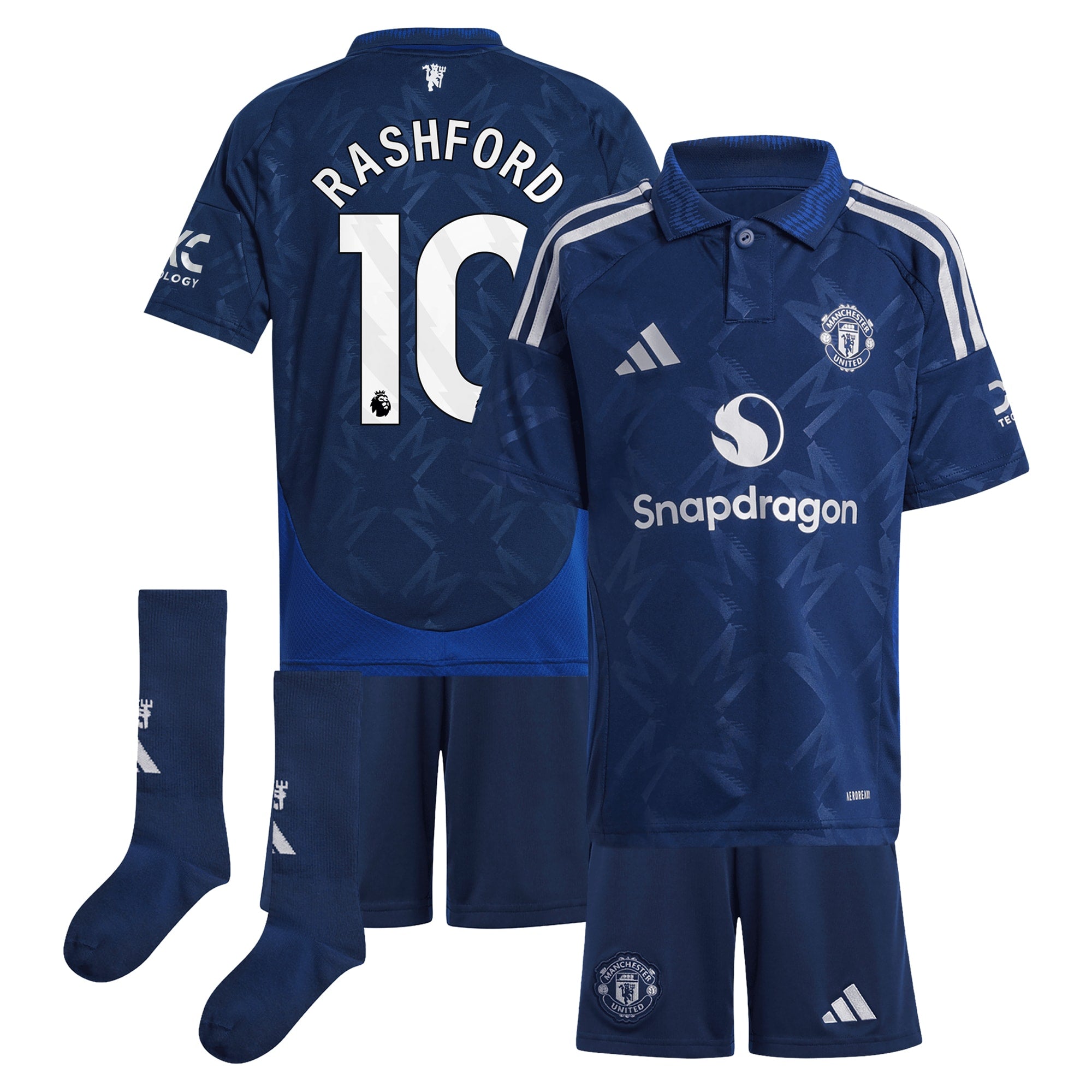 Manchester United EPL Away Mini Kit 2024-25 with Rashford 10 printing Soccer Shirt - Blue