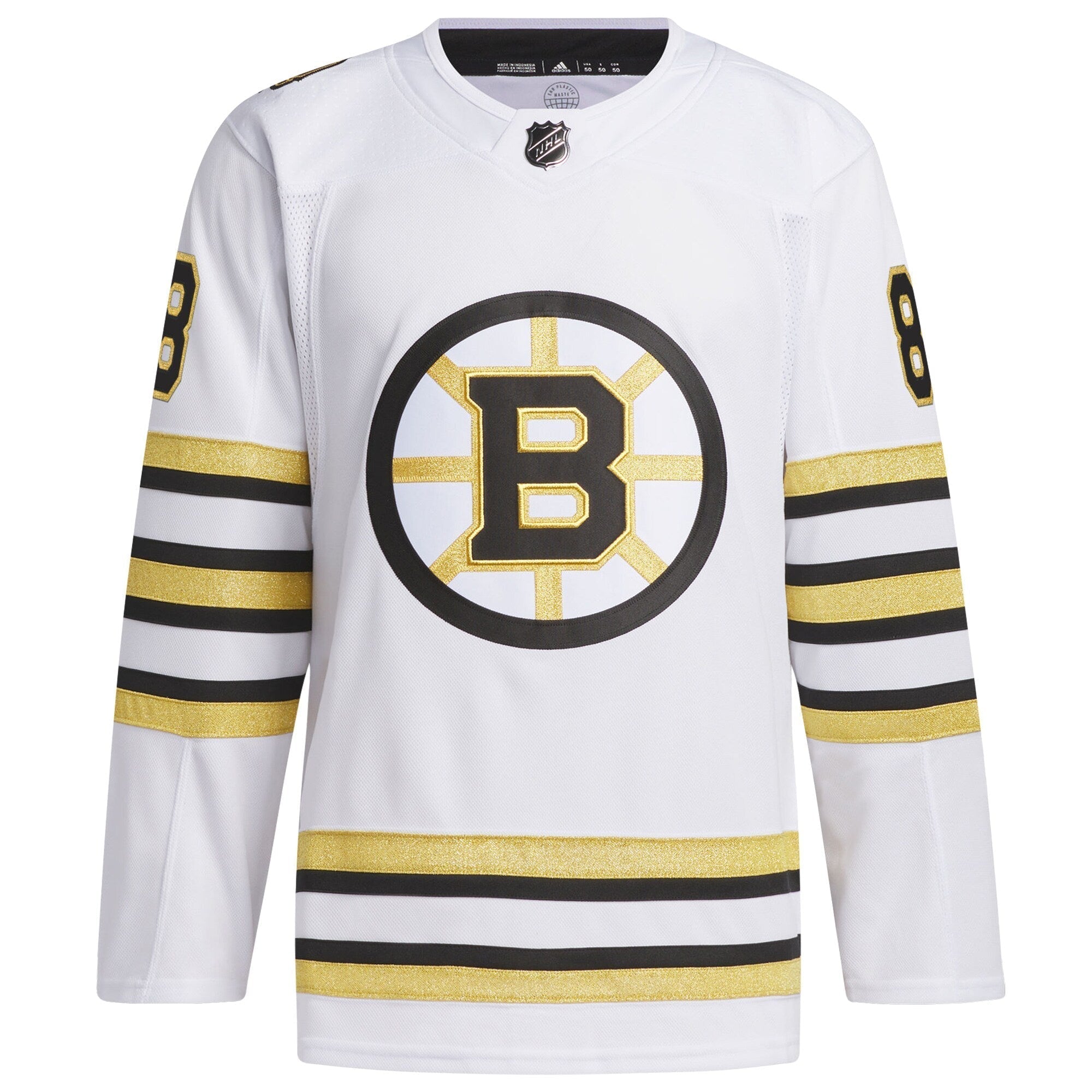 David Pastrnak Boston Bruins  Primegreen 100th Anniversary  Player Shirt - White