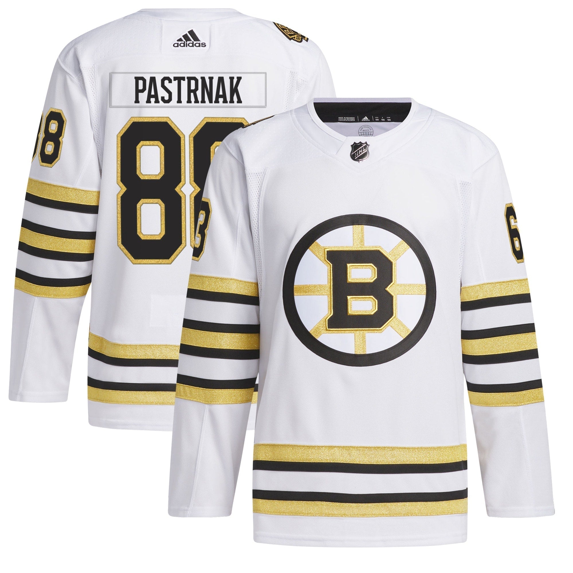 David Pastrnak Boston Bruins  Primegreen 100th Anniversary  Player Shirt - White