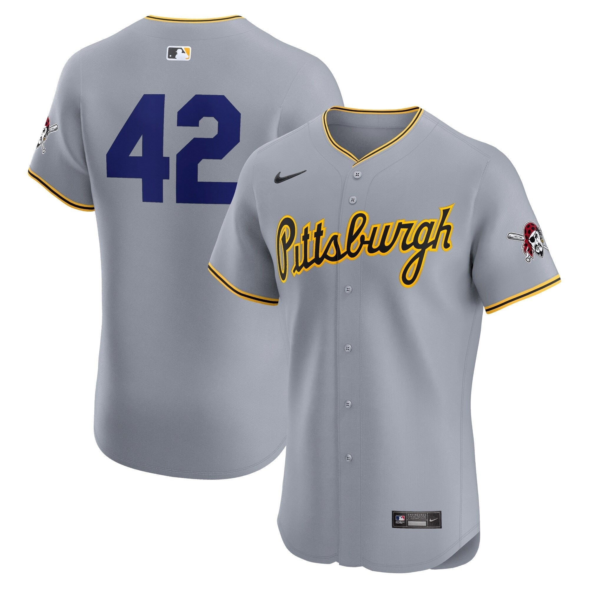 Pittsburgh Pirates  Road 2024 Jackie Robinson Day Elite Shirt - Gray