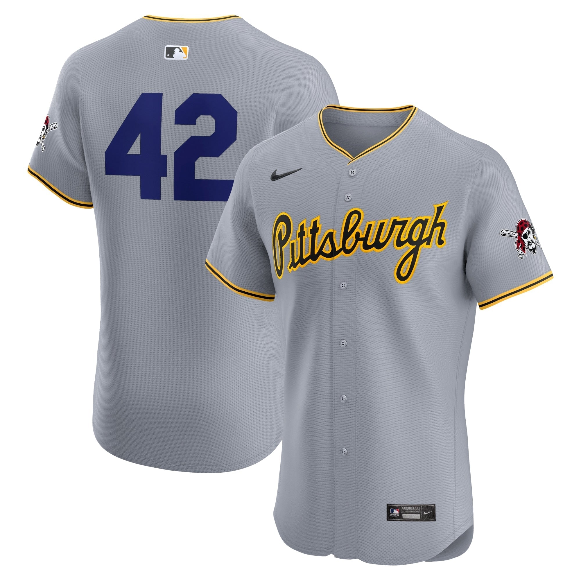 Pittsburgh Pirates  Road 2024 Jackie Robinson Day Elite Shirt - Gray