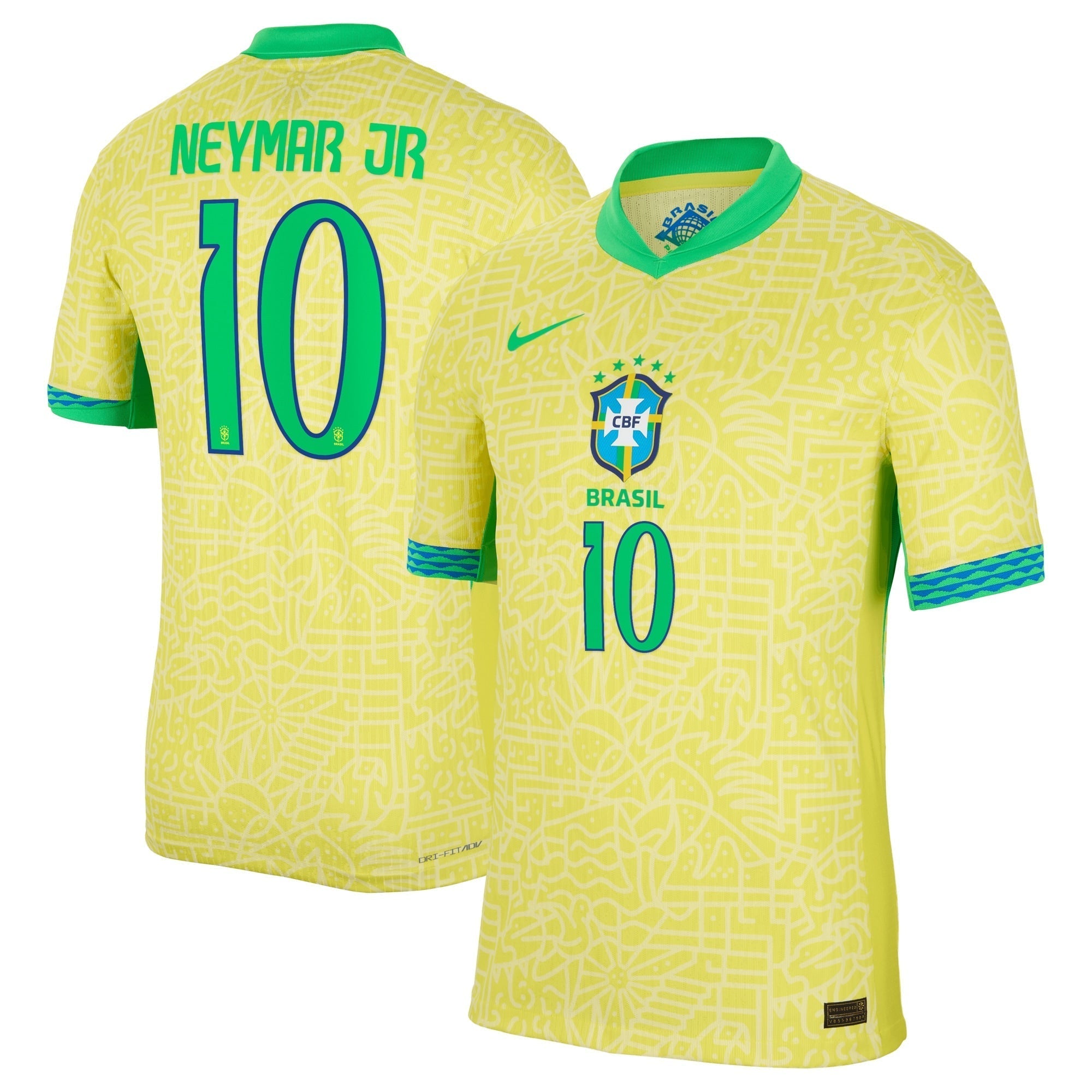 Neymar Jr. Brazil National Team 2024 Home Match Player Soccer Shirt – Yellow