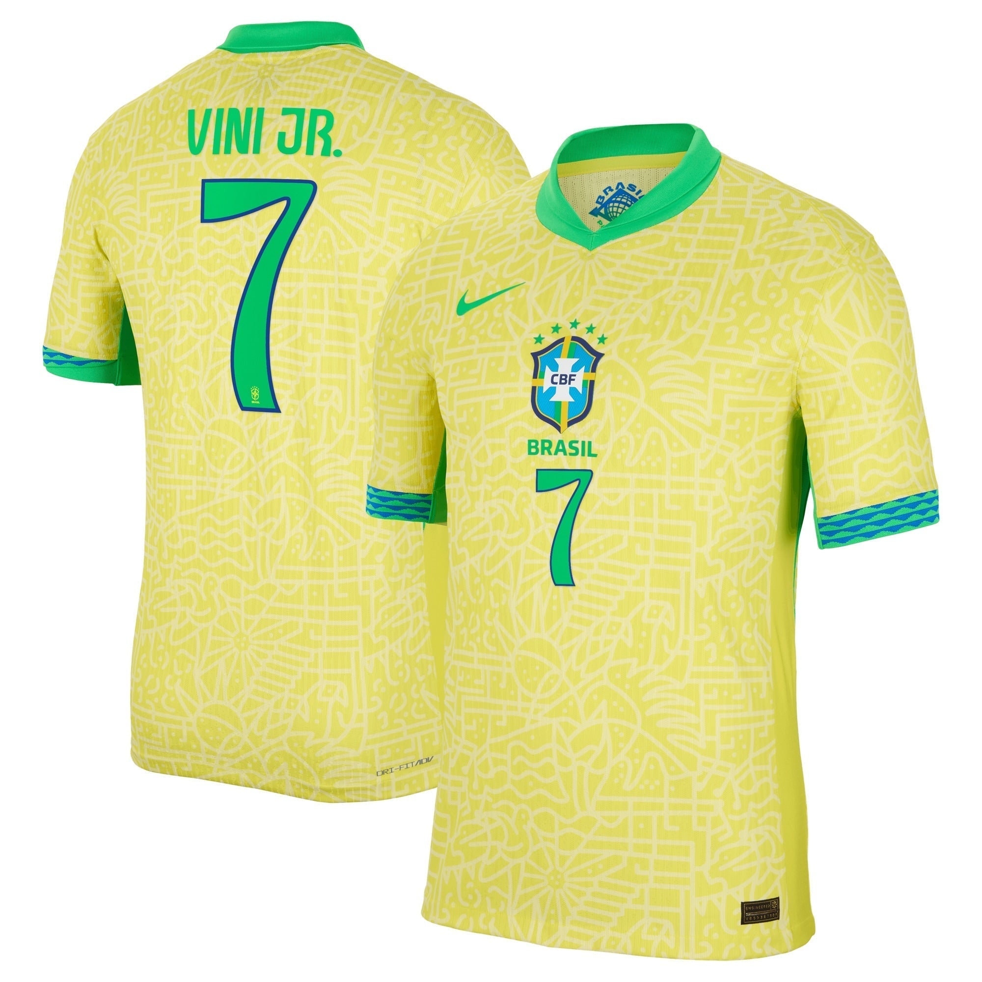 Vini Jr. Brazil National Team 2024 Home Soccer Shirt - Yellow