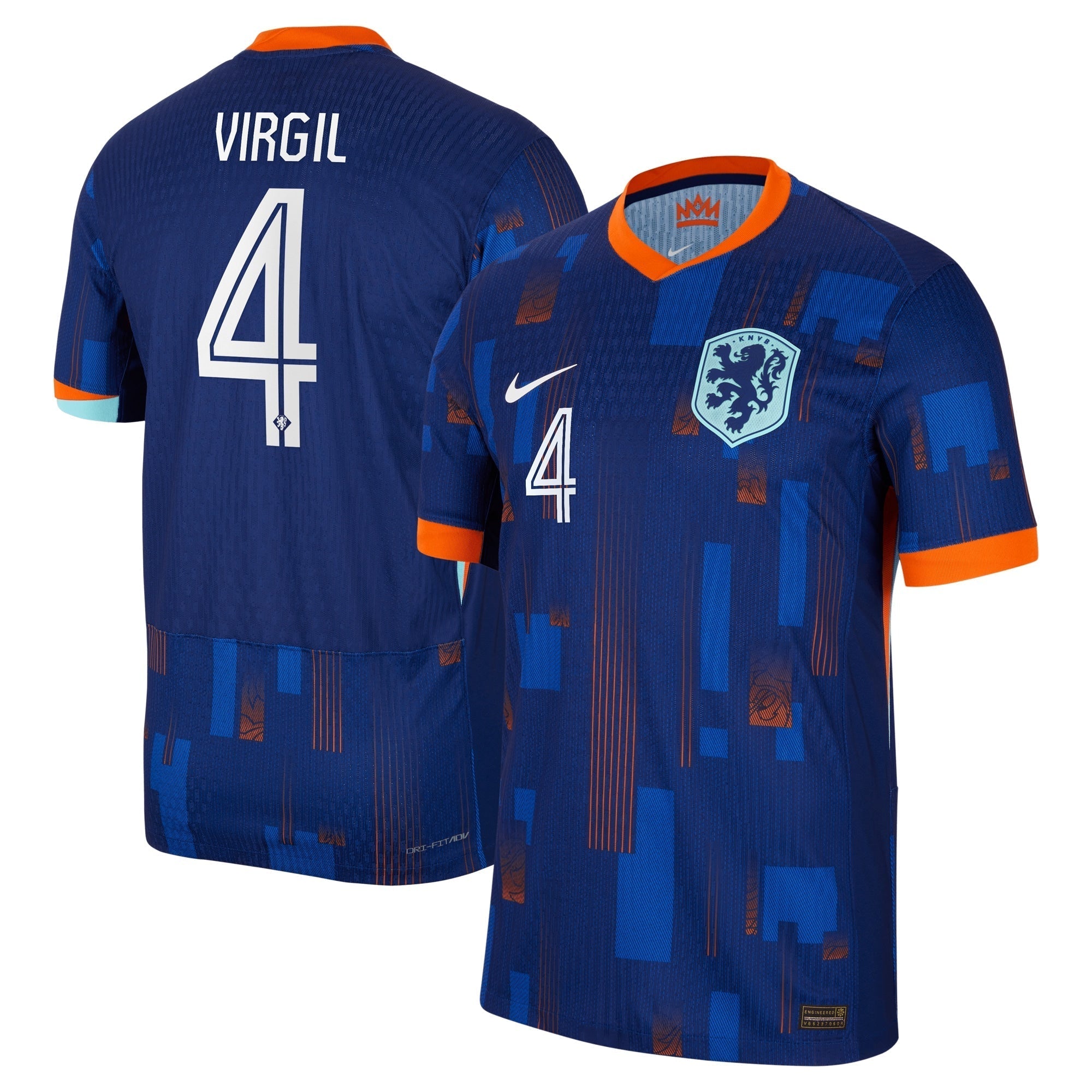 Netherlands Away Dri-FIT ADV Match Shirt 2024 with Virgil 4 printing Soccer Shirt - Blue