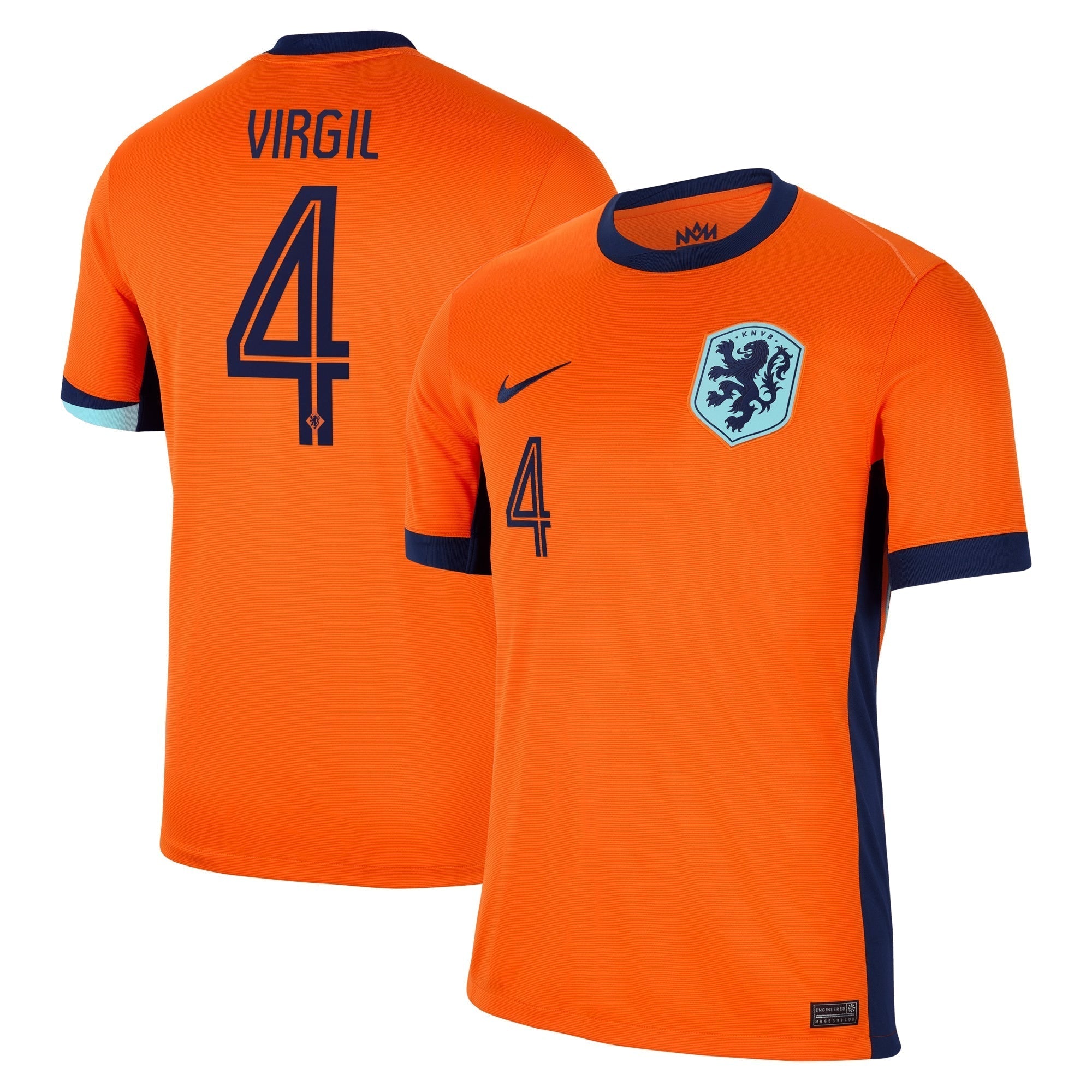 Netherlands Home Stadium Shirt 2024 with Virgil 4 printing Soccer Shirt - Orange