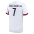 Nike Khvicha Kvaratskhelia PSG 2024 jersey in white with number 7 and red blue trim