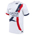 Nike Khvicha Kvaratskhelia PSG 2024 jersey white with red and navy brushstroke design and Qatar Airways logo