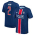 Nike Paris Saint-Germain 2025 jersey in blue with red and white stripe and Hakimi number 2 on back