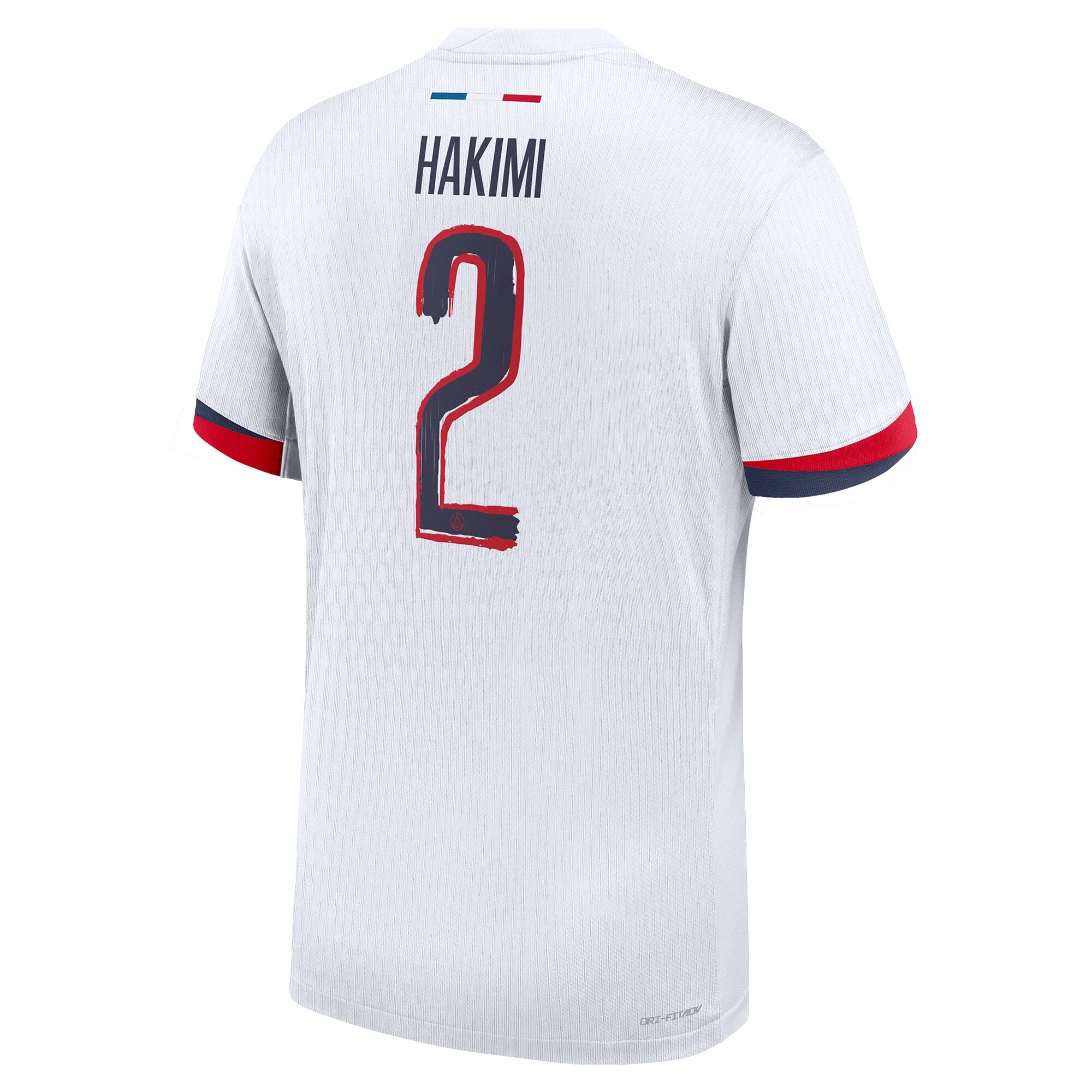 PSG Nike Away Jersey 2025 white soccer shirt with Hakimi number 2 on the back