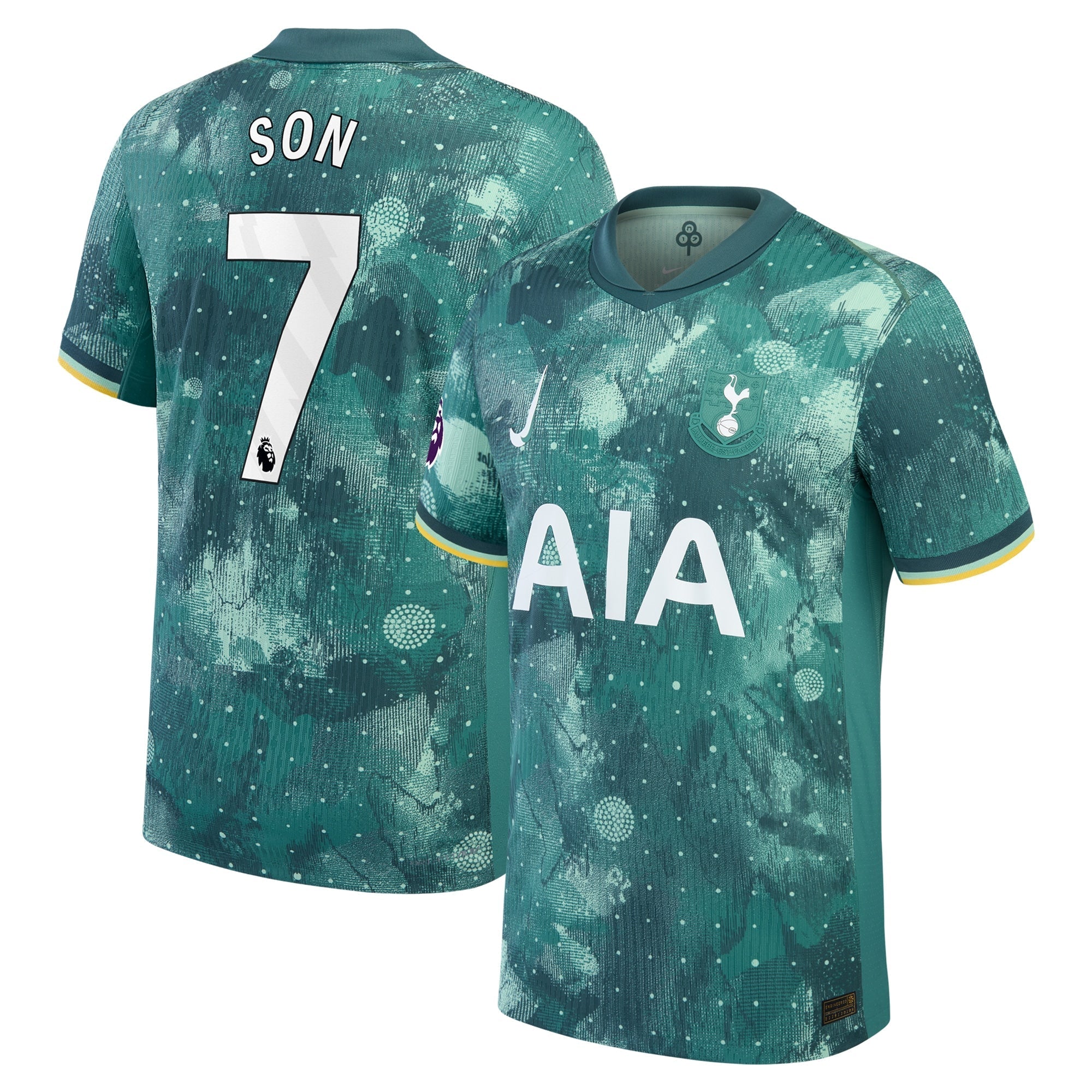 Nike Son Heung-Min Tottenham jersey 2025 in green with AIA sponsor and number 7 on back