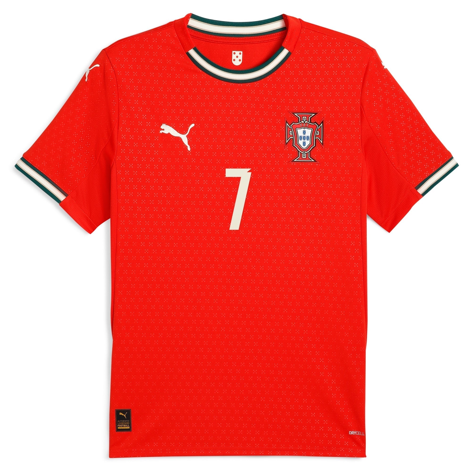 Puma Cristiano Ronaldo Portugal jersey 2025 in red with number 7 and team crest