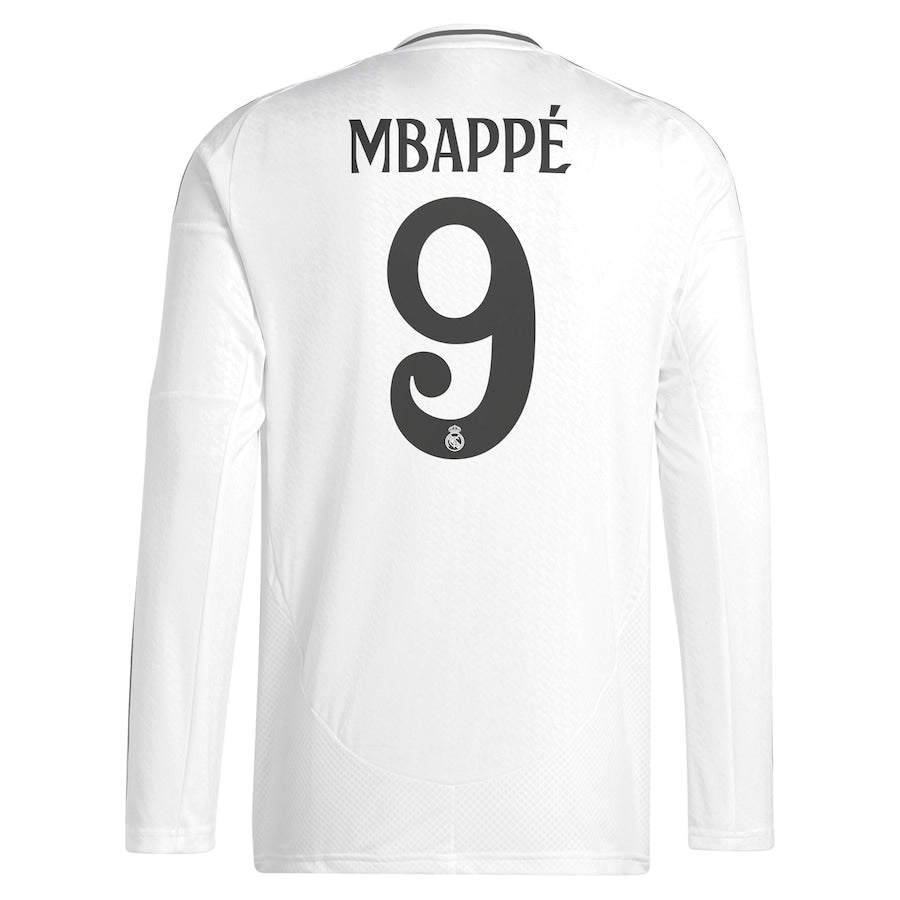 Kylian Mbappé 9 Real Madrid  2024/2025 Home Long Sleeve Player Soccer Shirt - White