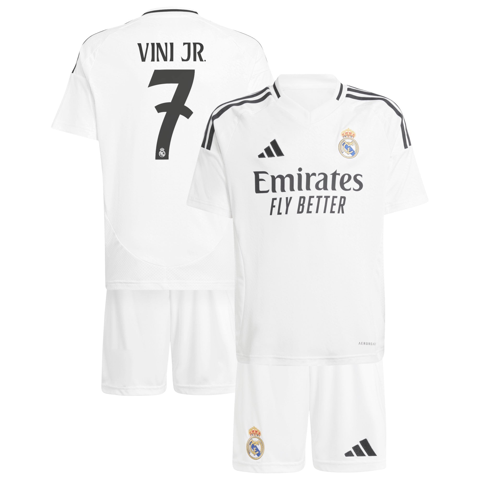 Real Madrid Home Youthkit 2024-25 with Vini Jr. 7 printing Soccer Shirt - White
